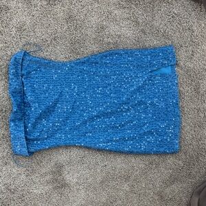 Blue Sequin Strapless dress